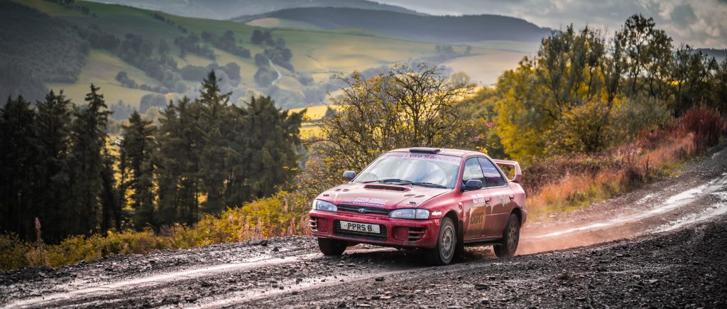 Phil Price Rally School Subaru in the Welsh hills